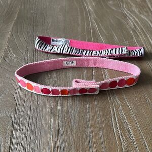 Myself belts girls 25” - zebra pink polka dots- hero huggers - easy - fabric rib